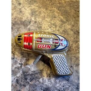 Vintage 1950s Working Tin Litho Friction Toy Atomic Space Ray Gun Japan